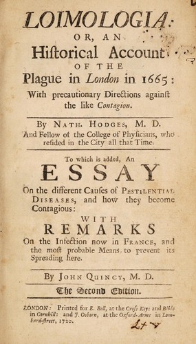 جلد کتاب Loimologia: Or, an Historical Account of the Plague in London in 1665
