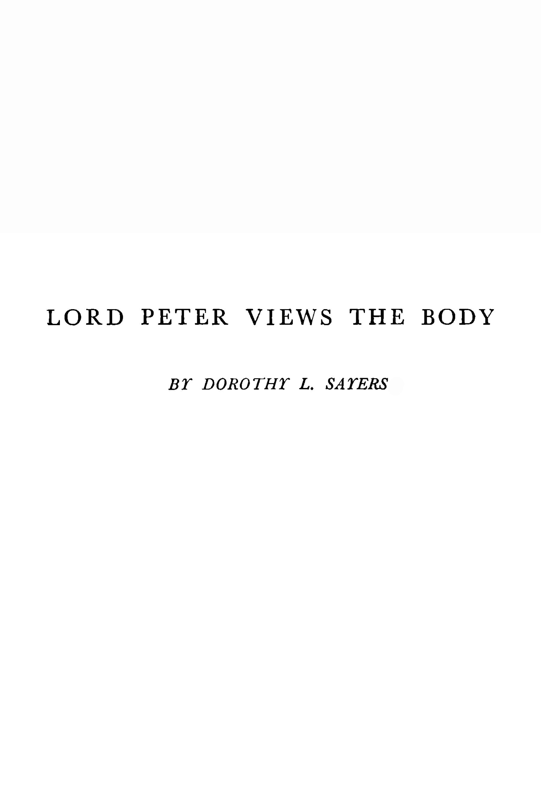 جلد کتاب Lord Peter Views the Body