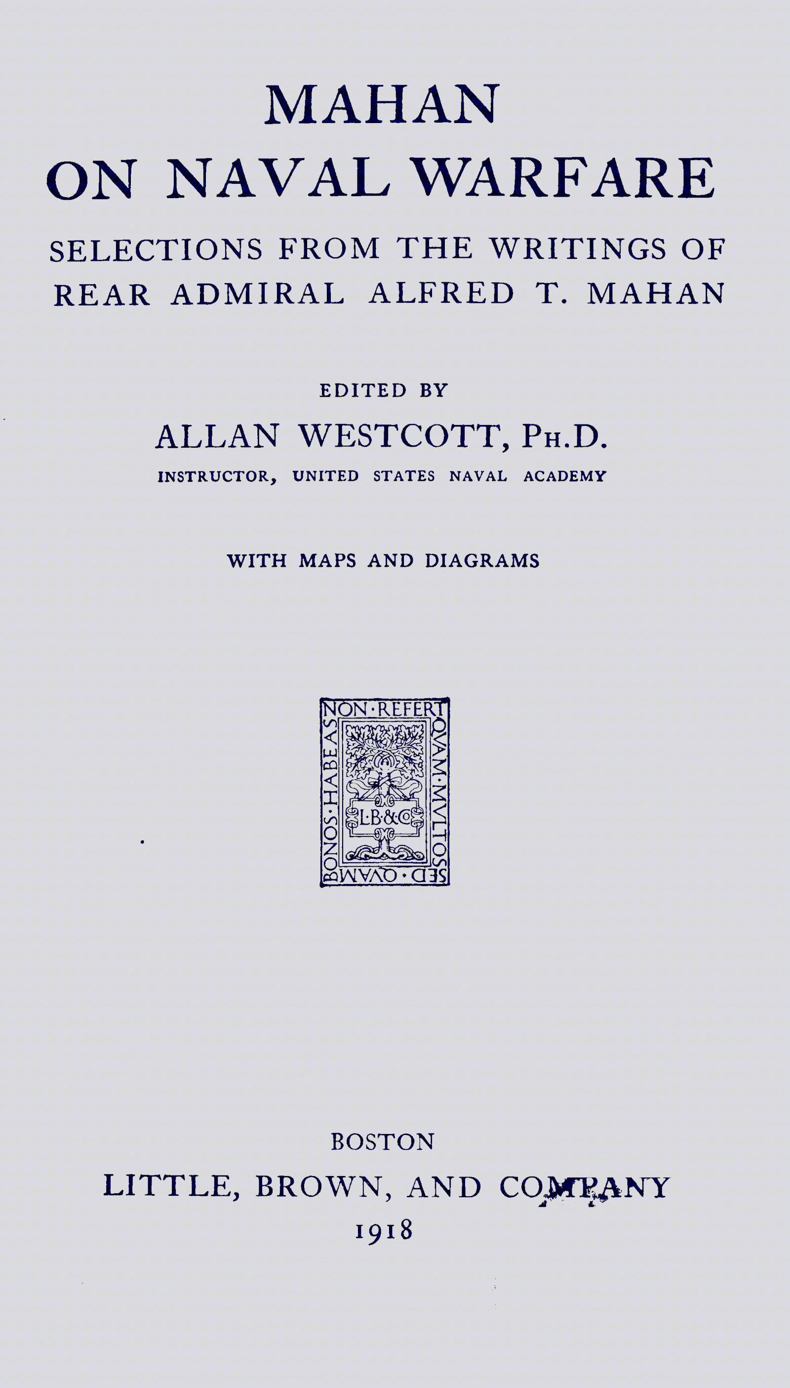 جلد کتاب Mahan on Naval Warfare