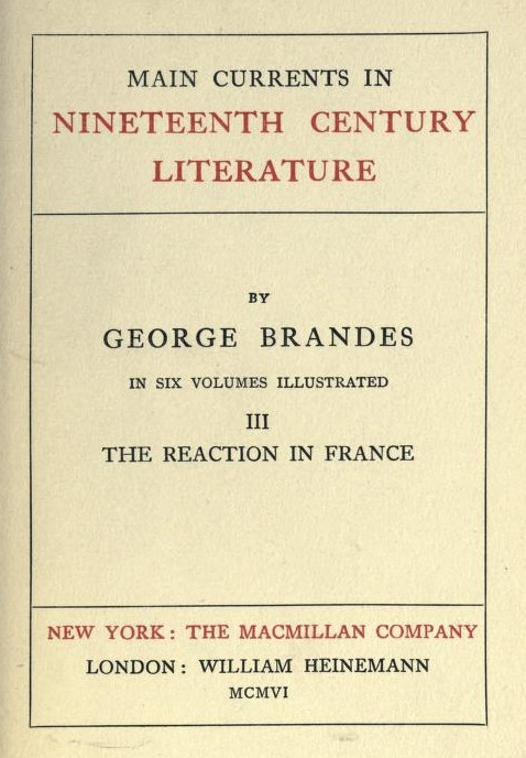 جلد کتاب Main Currents in Nineteenth Century Literature - 3. The Reaction in France