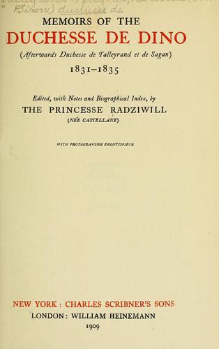 جلد کتاب Memoirs of the Duchesse de Dino