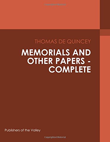 جلد کتاب Memorials and Other Papers