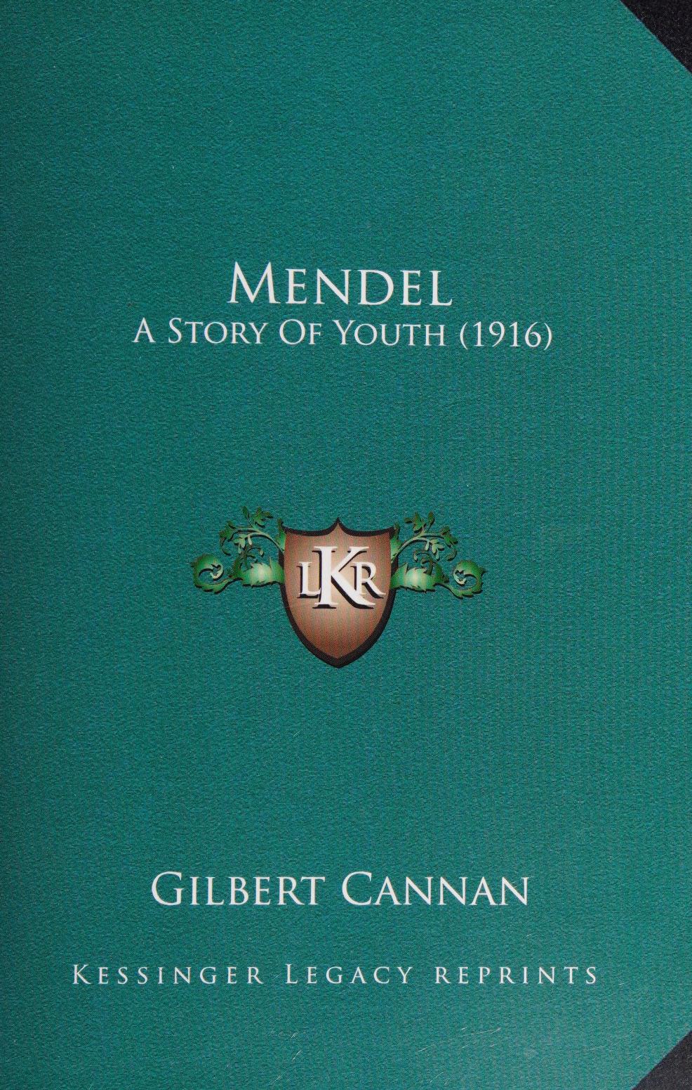 جلد کتاب Mendel: A Story of Youth