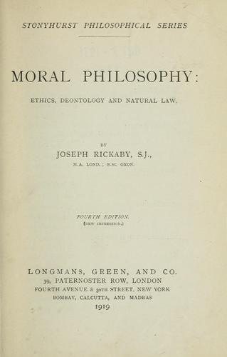 جلد کتاب Moral Philosophy: Ethics, Deontology and Natural Law