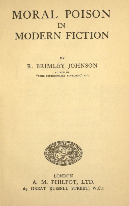 جلد کتاب Moral Poison in Modern Fiction