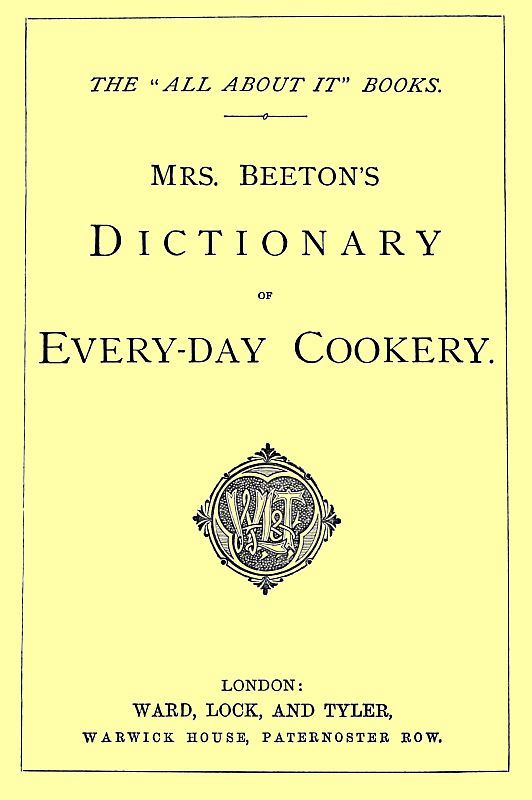 جلد کتاب Mrs. Beeton's Dictionary of Every-Day Cookery