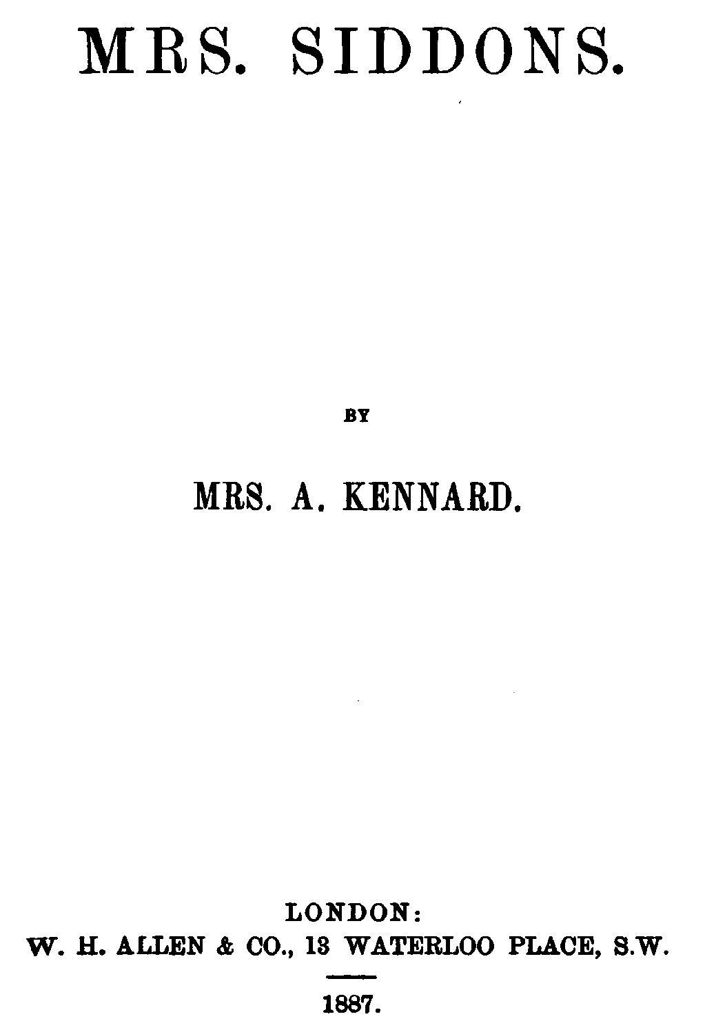 جلد کتاب Mrs. Siddons