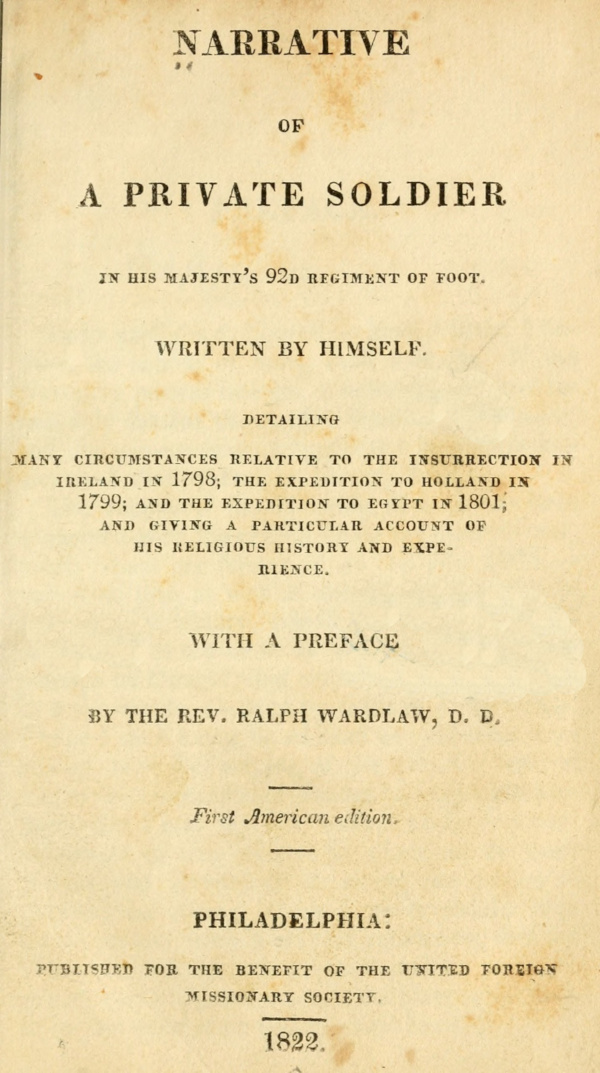 جلد کتاب Narrative of a Private Soldier in His Majesty's 92d Regiment of Foot