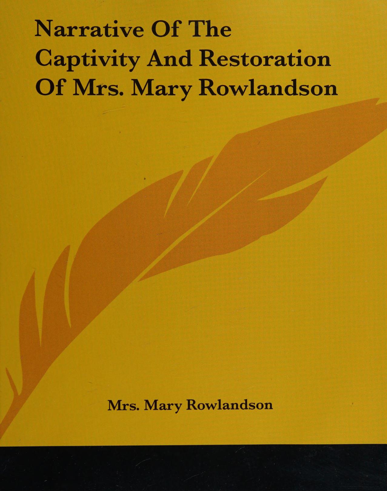 جلد کتاب Narrative of the Captivity and Restoration of Mrs. Mary Rowlandson