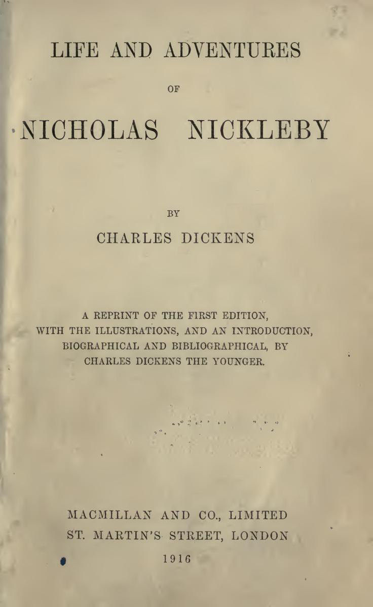 جلد کتاب Nicholas Nickleby