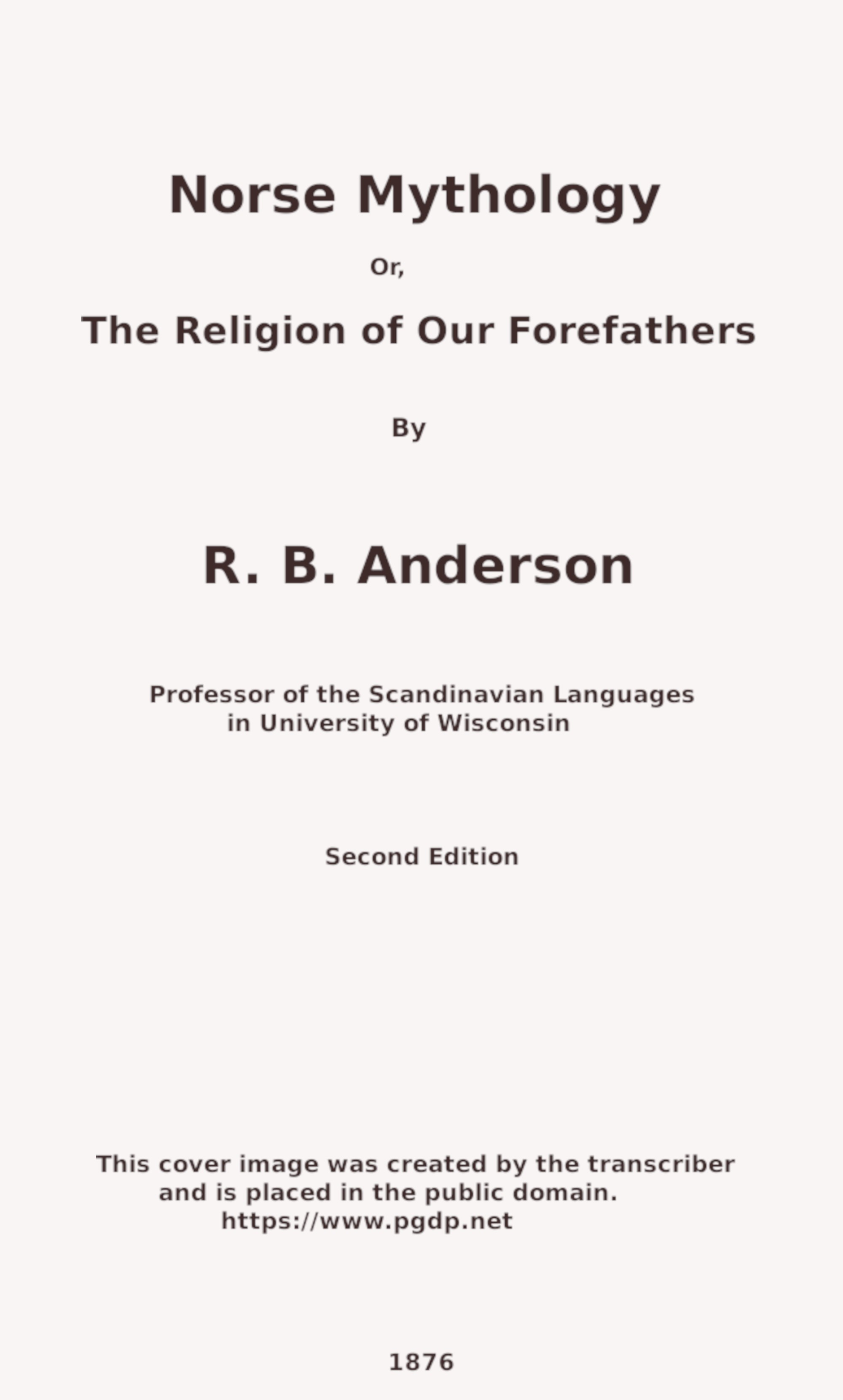 جلد کتاب Norse Mythology; or, The Religion of Our Forefathers