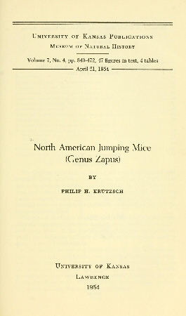 جلد کتاب North American Jumping Mice (Genus Zapus)