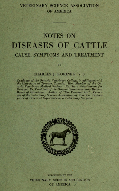 جلد کتاب Notes on Diseases of Cattle