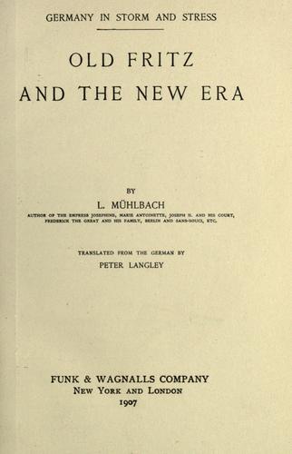 جلد کتاب Old Fritz and the New Era