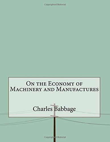 جلد کتاب On the Economy of Machinery and Manufactures