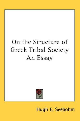 جلد کتاب On the Structure of Greek Tribal Society