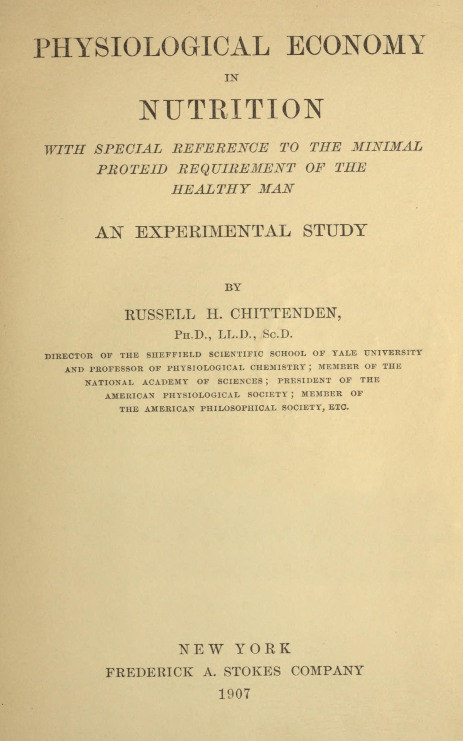 جلد کتاب Physiological economy in nutrition