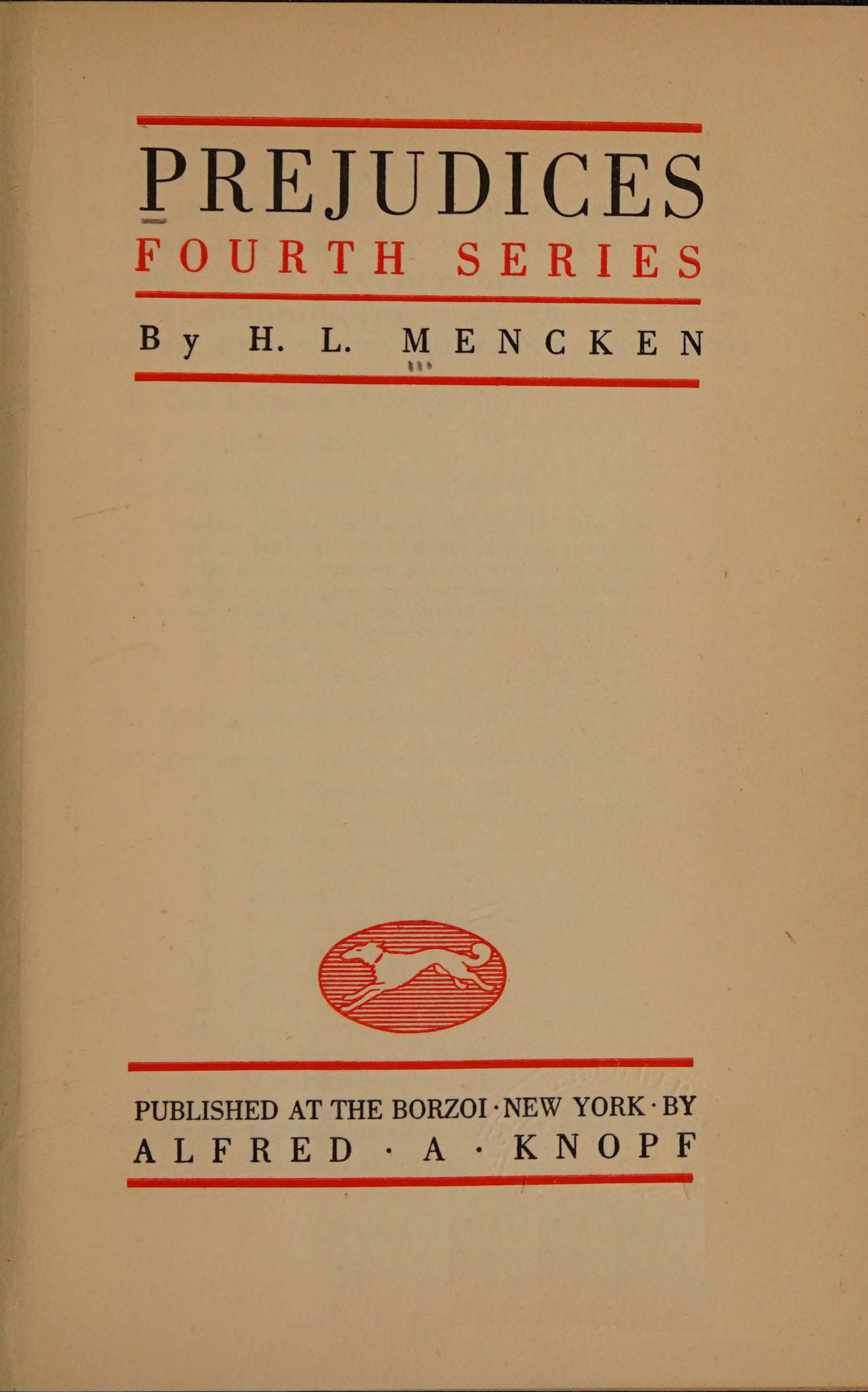 جلد کتاب Prejudices, Fourth Series