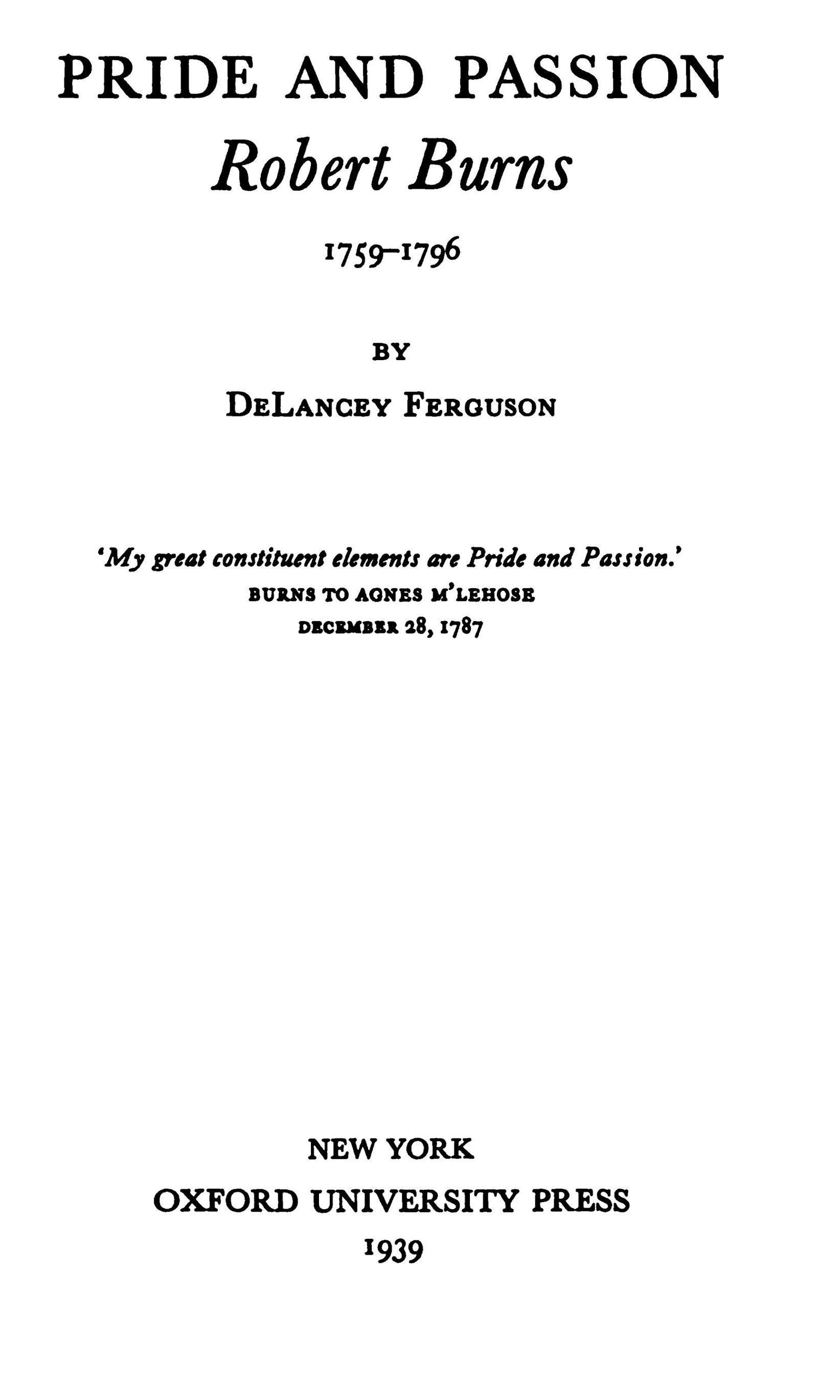 جلد کتاب Pride and Passion: Robert Burns, 1759-1796