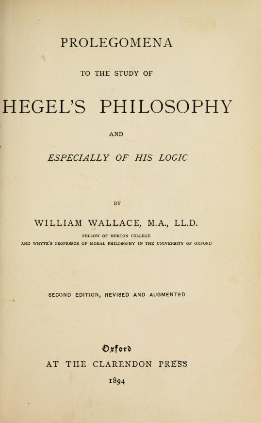 جلد کتاب Prolegomena to the Study of Hegel's Philosophy