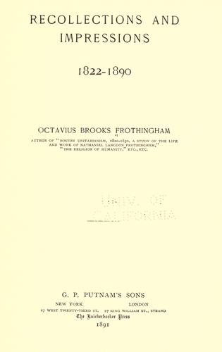 جلد کتاب Recollections and Impressions, 1822-1890