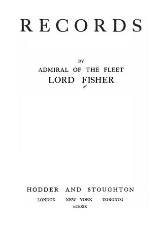 جلد کتاب Records, by Admiral of the Fleet, Lord Fisher