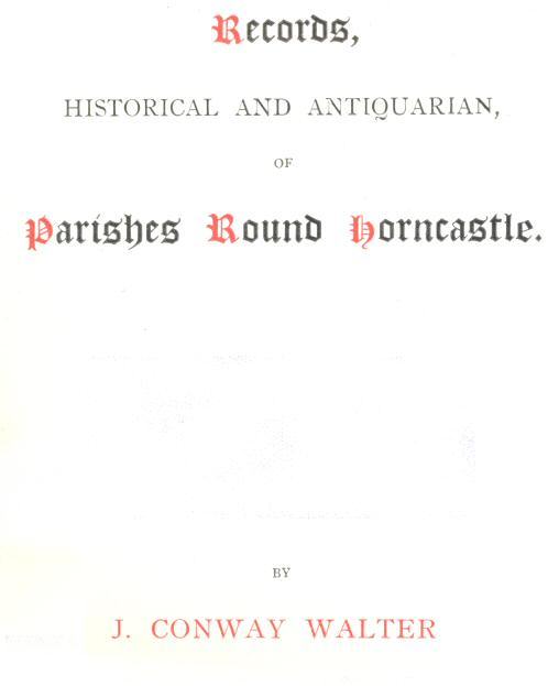 جلد کتاب Records, Historical and Antiquarian, of Parishes Round Horncastle