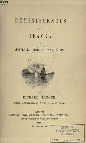 جلد کتاب Reminiscences of Travel in Australia, America, and Egypt
