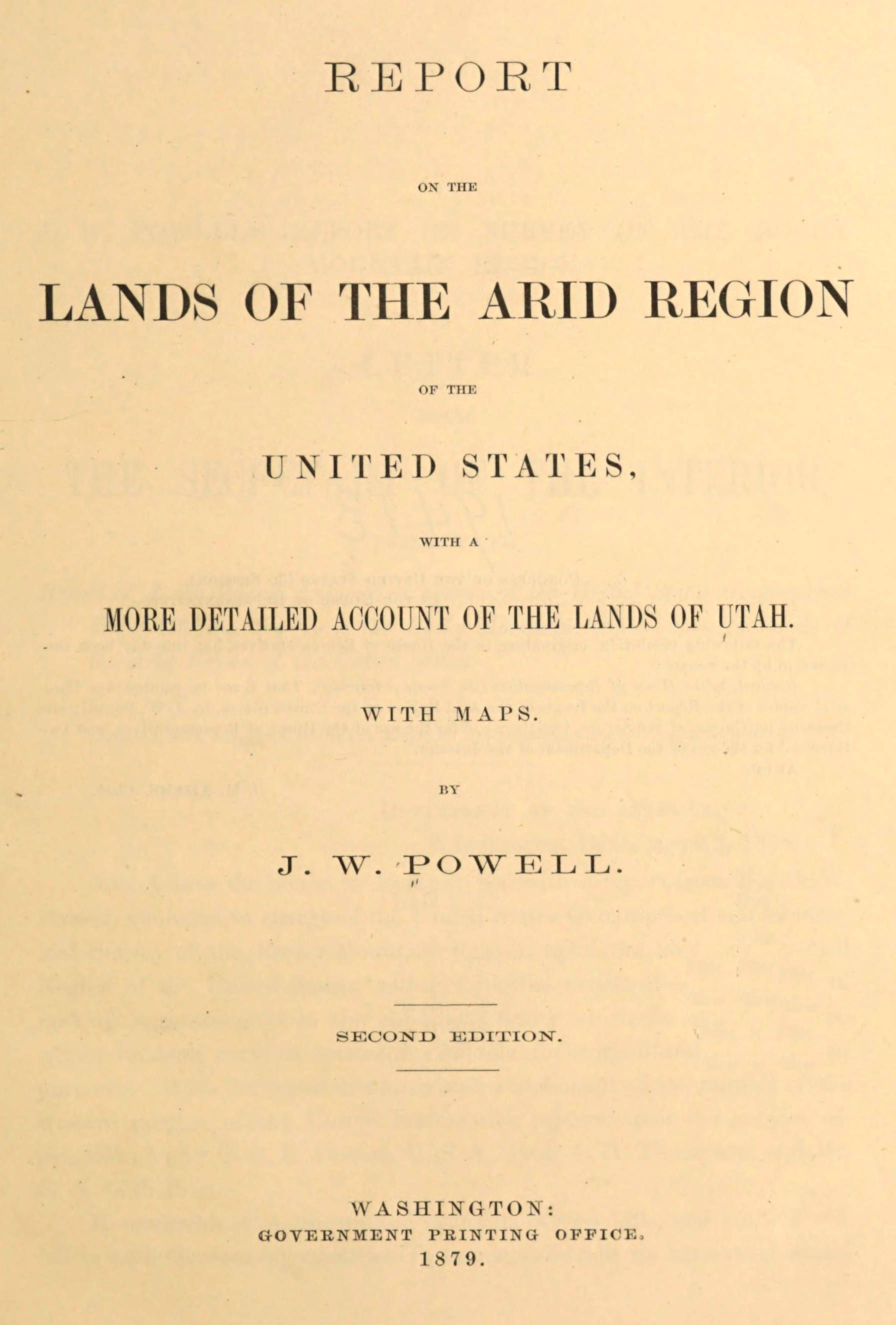 جلد کتاب Report on the Lands of the Arid Region of the United States, with a More Detailed Account of the Lands of Utah