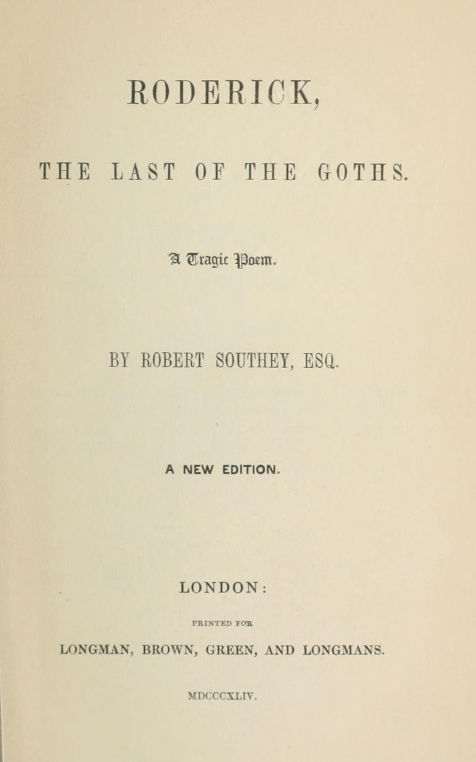 جلد کتاب Roderick, the Last of the Goths: A Tragic Poem