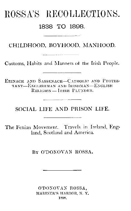 جلد کتاب Rossa's Recollections