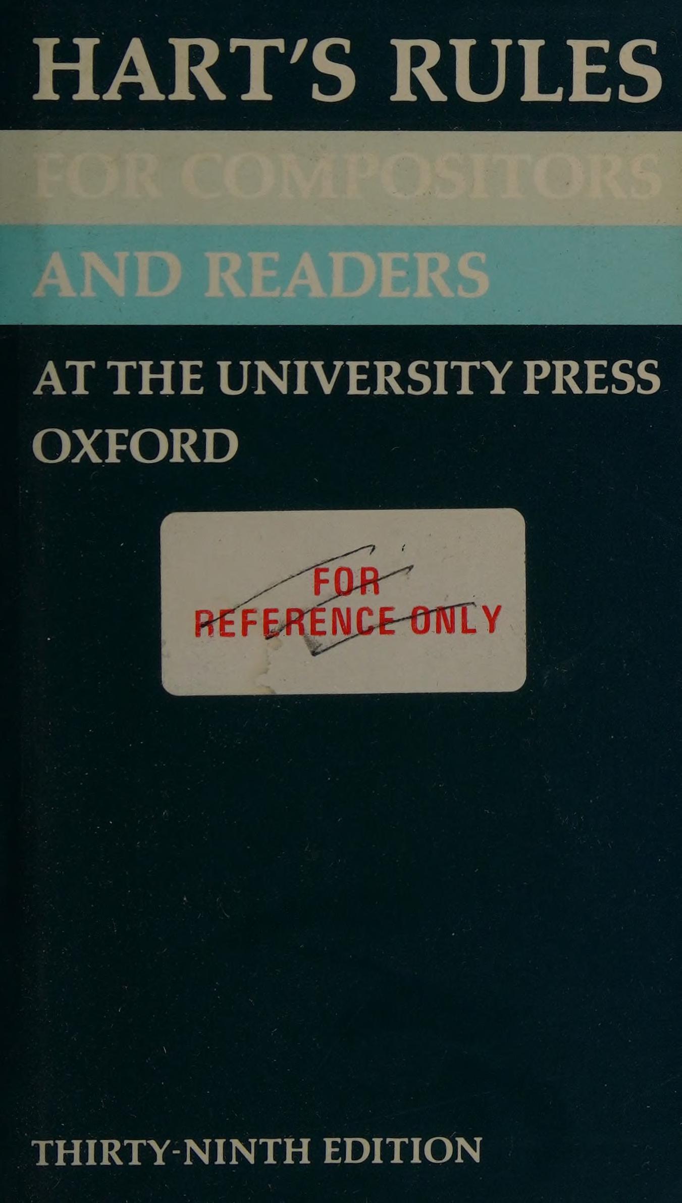 جلد کتاب Rules for compositors and readers at the University Press, Oxford