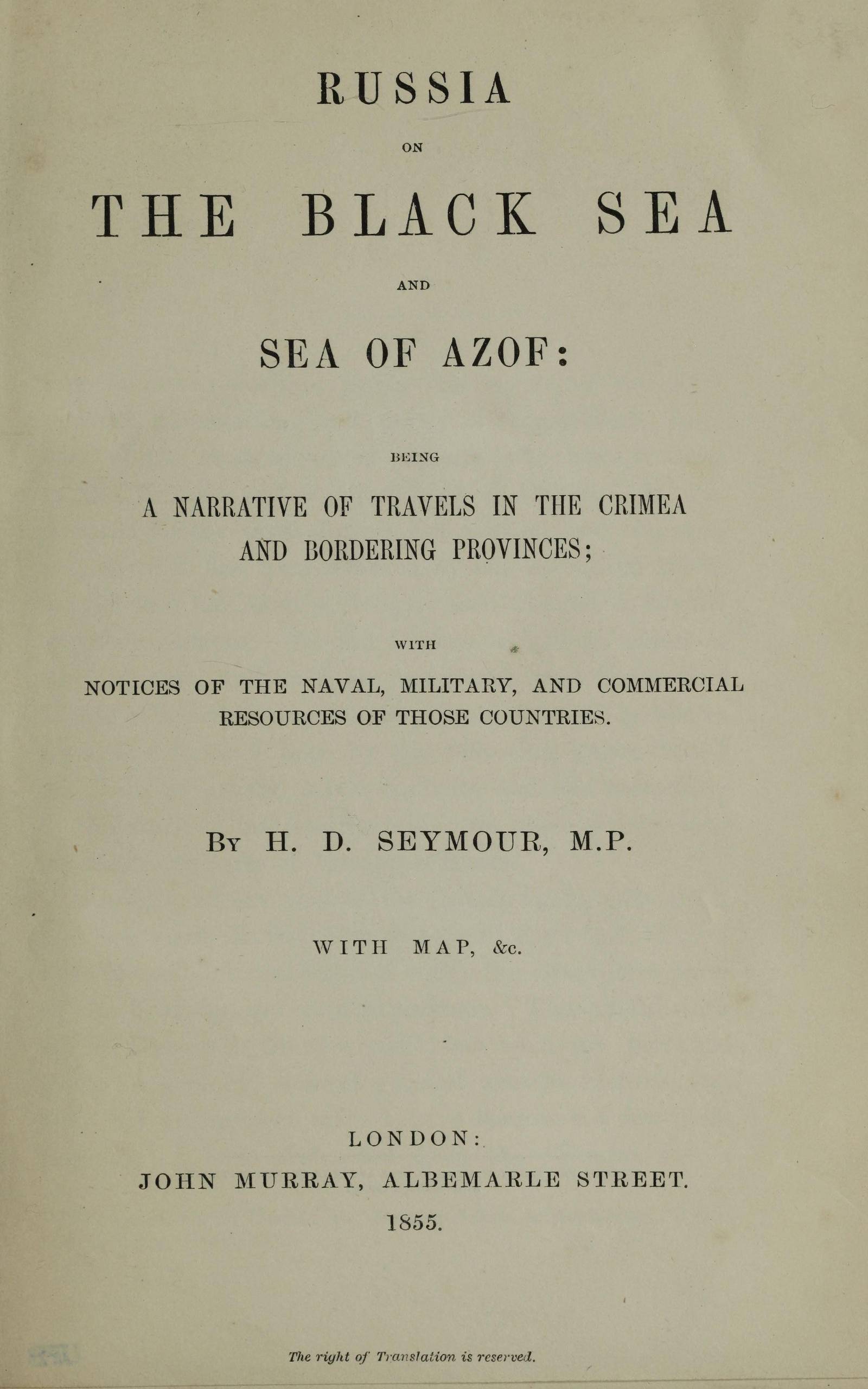 جلد کتاب Russia on the Black Sea and Sea of Azof