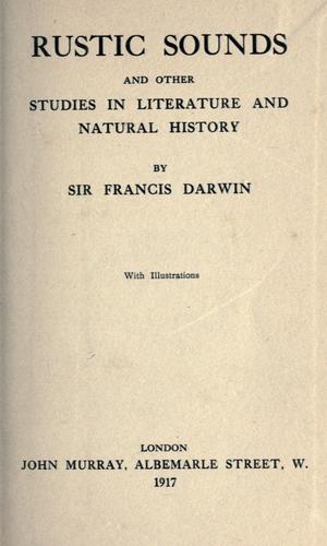 جلد کتاب Rustic Sounds, and Other Studies in Literature and Natural History