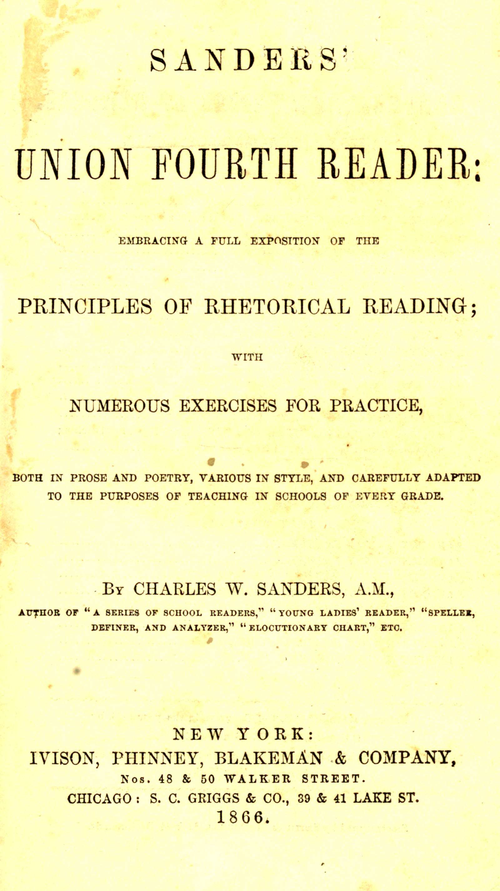 جلد کتاب Sanders' Union Fourth Reader