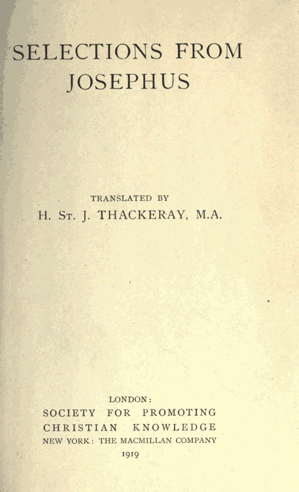 جلد کتاب Selections From Josephus