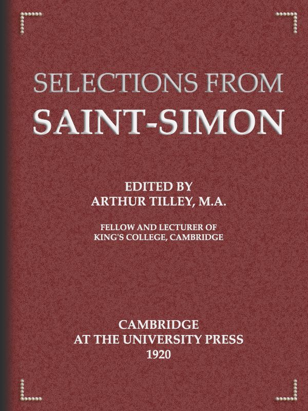 جلد کتاب Selections from Saint-Simon