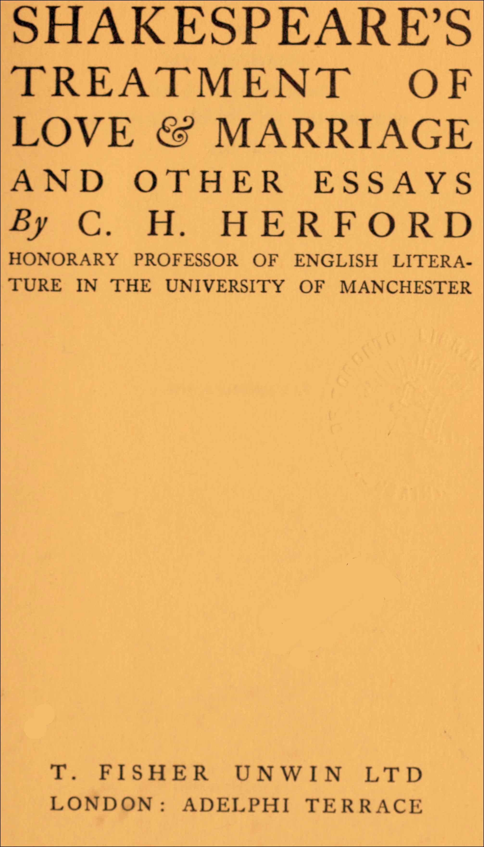 جلد کتاب Shakespeare's Treatment of Love & Marriage, and Other Essays