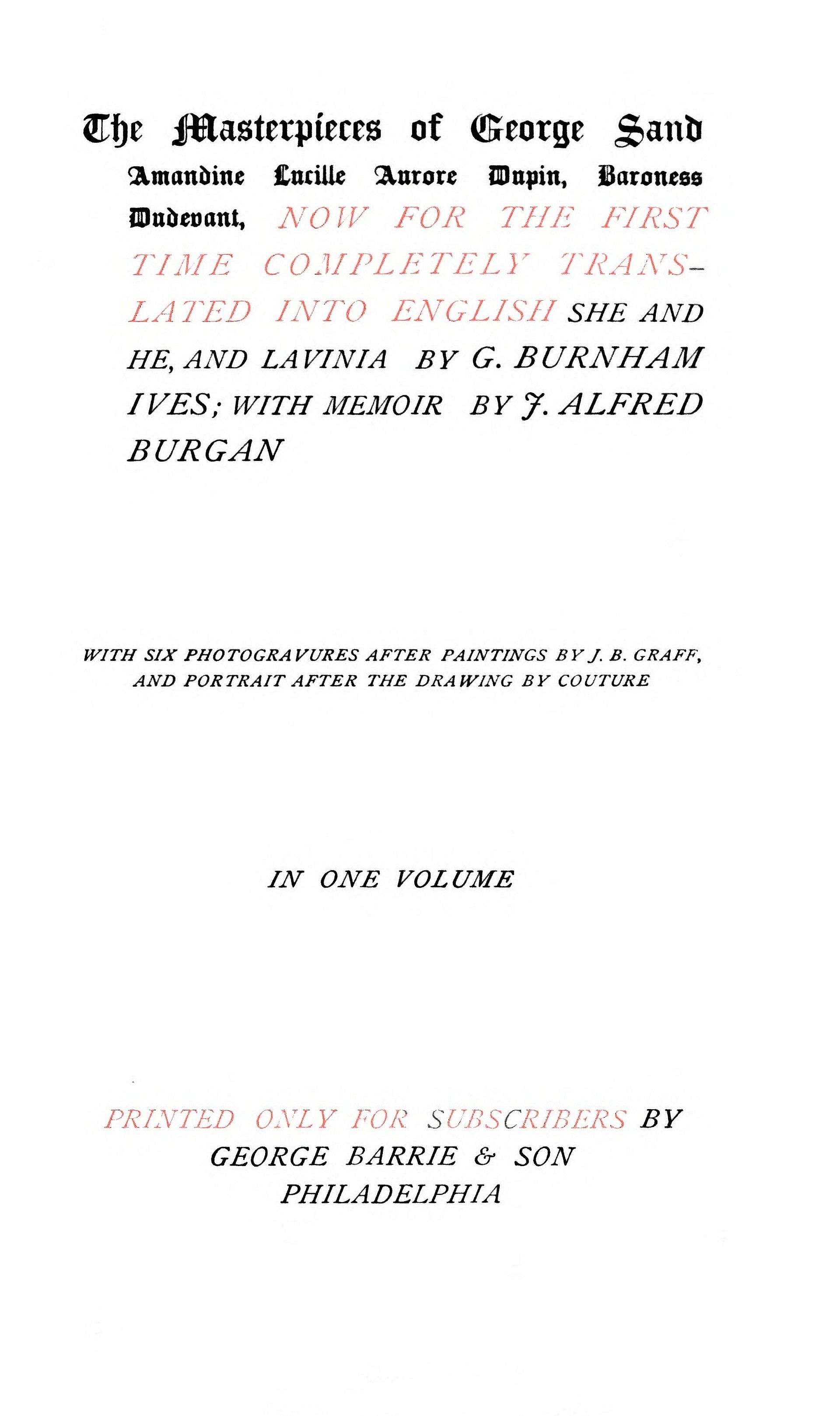 جلد کتاب She and he; Lavinia; Memoir