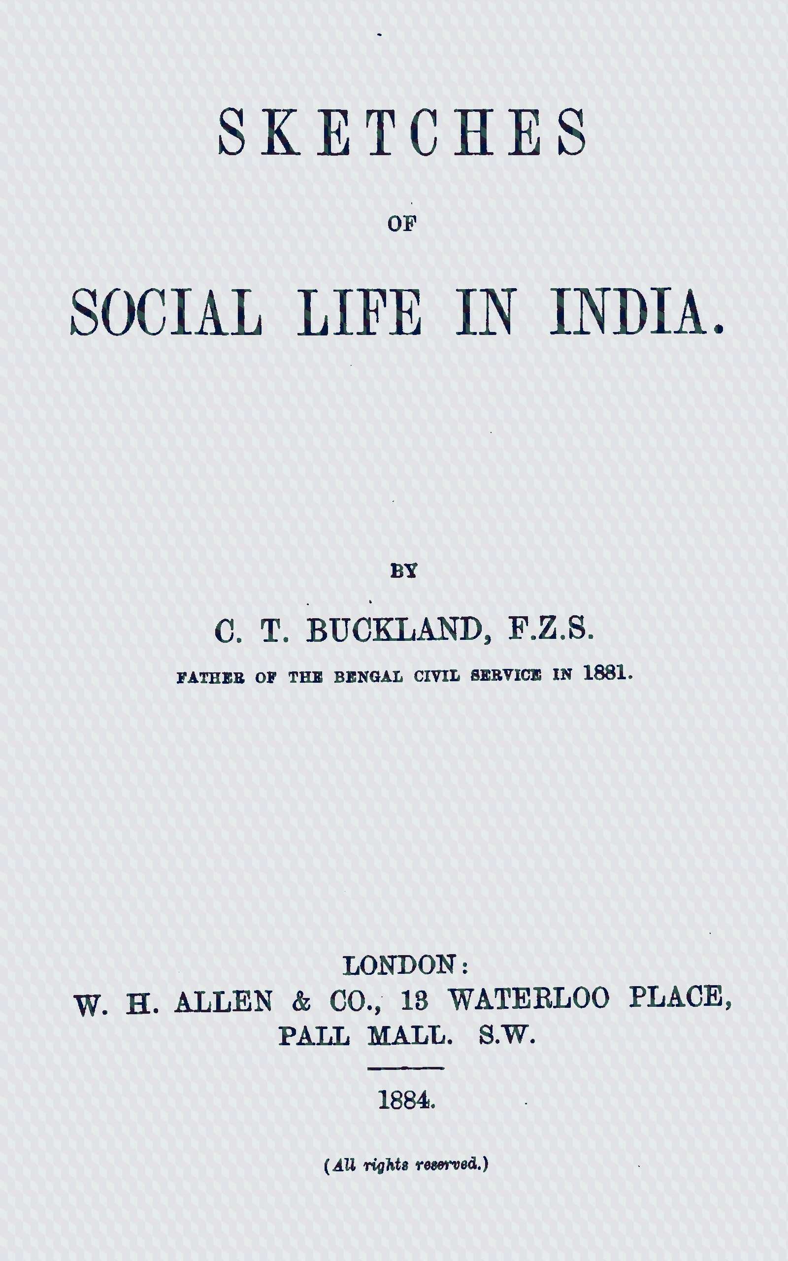 جلد کتاب Sketches of social life in India