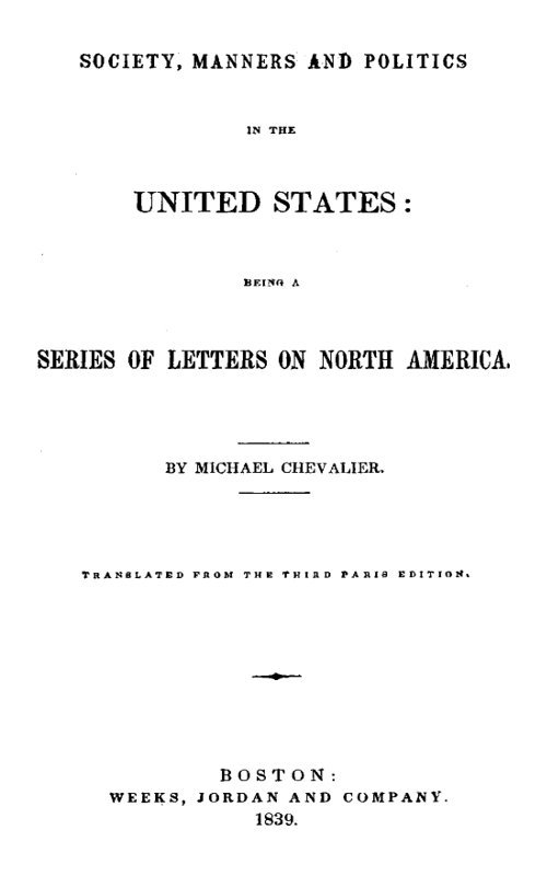 جلد کتاب Society, Manners and Politics in the United States