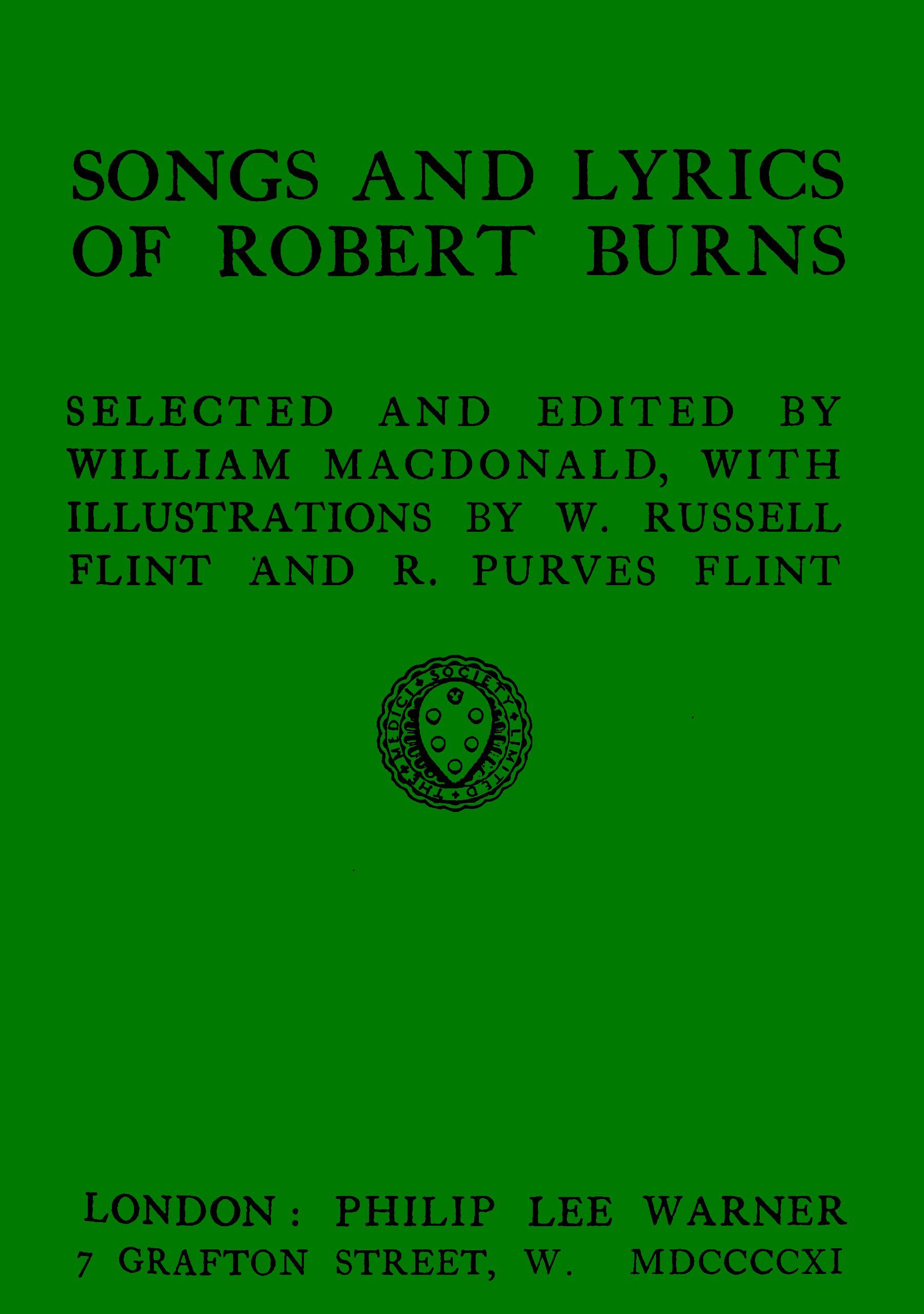 جلد کتاب Songs and lyrics of Robert Burns