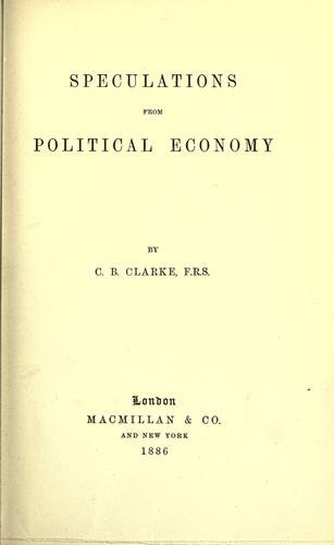 جلد کتاب Speculations from Political Economy