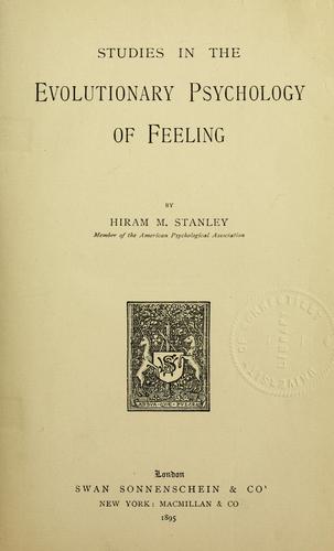 جلد کتاب Studies in the Evolutionary Psychology of Feeling