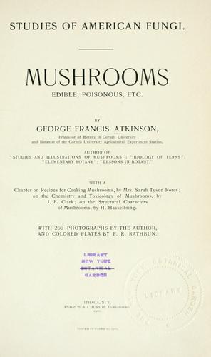 جلد کتاب Studies of American Fungi: Mushrooms, Edible, Poisonous, etc.