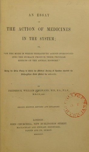 جلد کتاب The Action of Medicines in the System