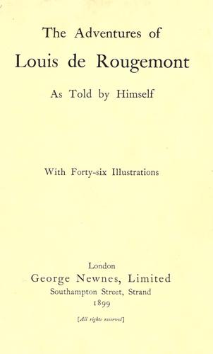 جلد کتاب The Adventures of Louis de Rougemont