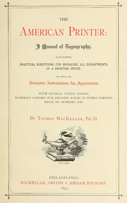 جلد کتاب The American Printer: A Manual of Typography