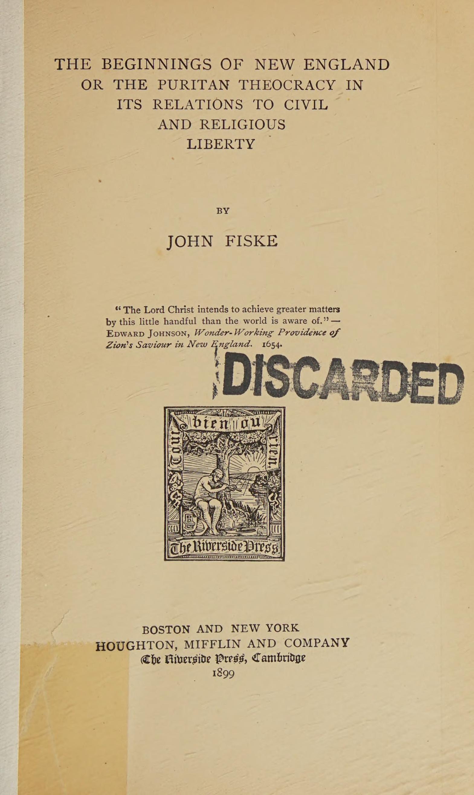 جلد کتاب The Beginnings of New England