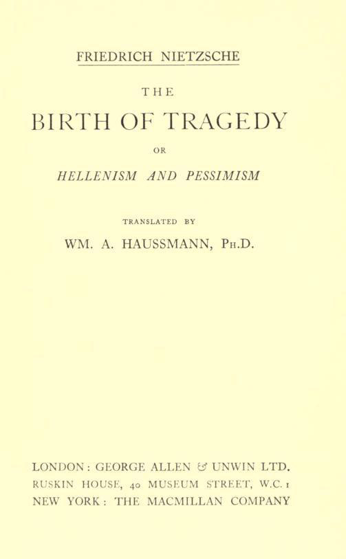 جلد کتاب The Birth of Tragedy